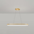 Metal Oblong Pendant Light Fixture Minimalist Gold Plated LED Island Lighting over Table