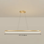 Metal Oblong Pendant Light Fixture Minimalist Gold Plated LED Island Lighting over Table