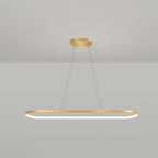 Metal Oblong Pendant Light Fixture Minimalist Gold Plated LED Island Lighting over Table