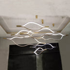 Modern Waving Chandelier Light Fixture Metal Hanging Pendant Lights for Living Room