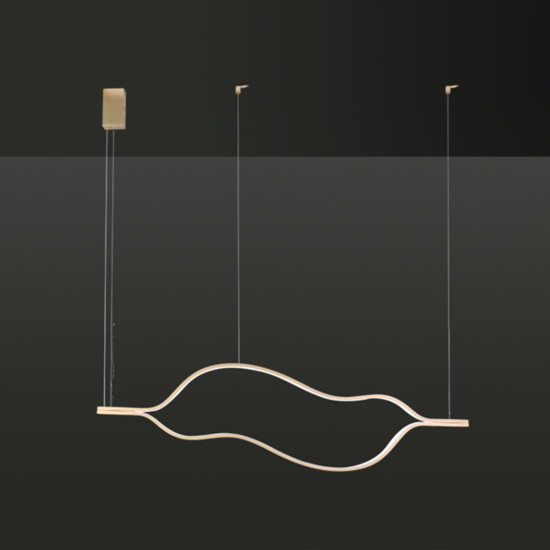 Modern Waving Chandelier Light Fixture Metal Hanging Pendant Lights for Living Room