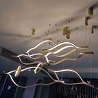 Modern Waving Chandelier Light Fixture Metal Hanging Pendant Lights for Living Room