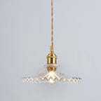 Vintage Industrial Scalloped Edge Pendant Light 1 Light Glass Hanging Light for Living Room