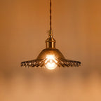 Vintage Industrial Scalloped Edge Pendant Light 1 Light Glass Hanging Light for Living Room
