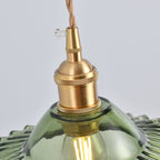 Vintage Industrial Scalloped Edge Pendant Light 1 Light Glass Hanging Light for Living Room