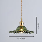 Vintage Industrial Scalloped Edge Pendant Light 1 Light Glass Hanging Light for Living Room