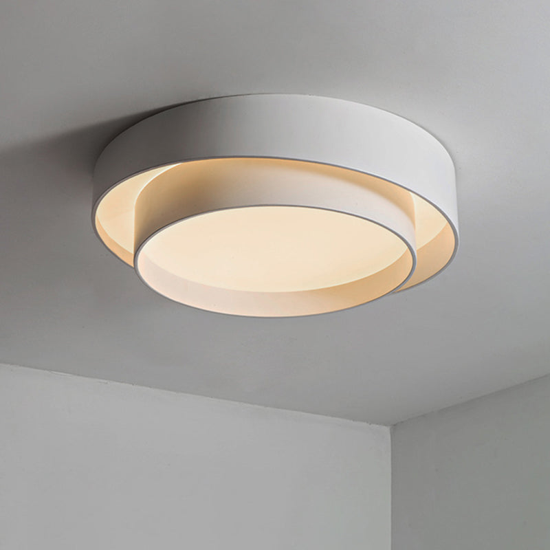 White Metal Circular Flush Mount Ceiling Lamp Nordic Style LED Flush Mount Lighting for Bedroom