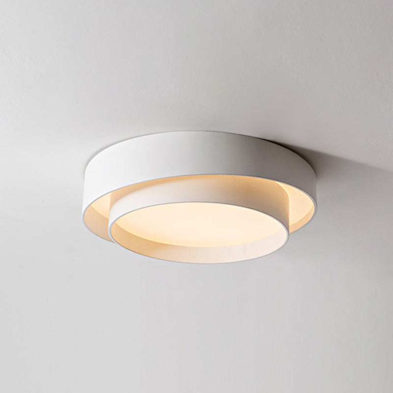 White Metal Circular Flush Mount Ceiling Lamp Nordic Style LED Flush Mount Lighting for Bedroom