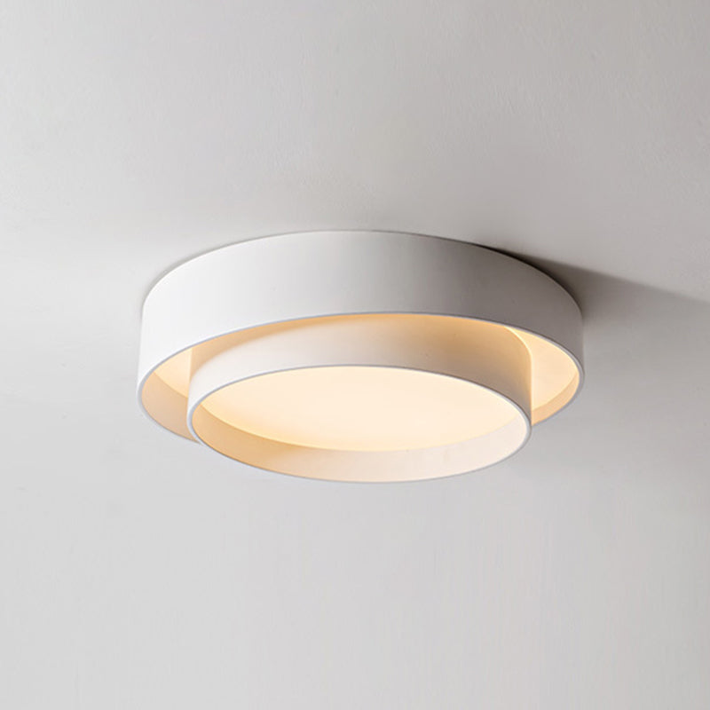 White Metal Circular Flush Mount Ceiling Lamp Nordic Style LED Flush Mount Lighting for Bedroom
