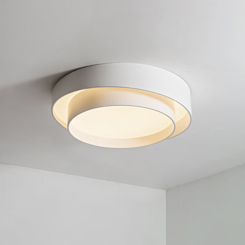 White Metal Circular Flush Mount Ceiling Lamp Nordic Style LED Flush Mount Lighting for Bedroom