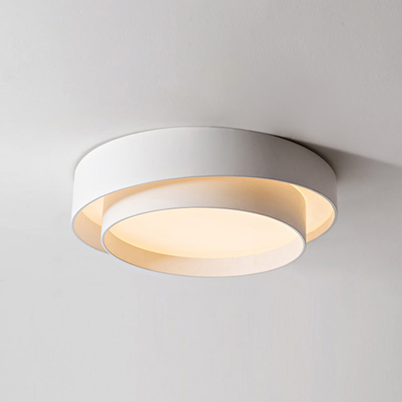 White Metal Circular Flush Mount Ceiling Lamp Nordic Style LED Flush Mount Lighting for Bedroom
