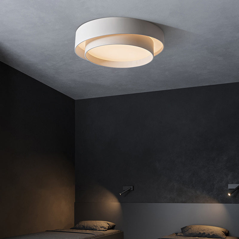 White Metal Circular Flush Mount Ceiling Lamp Nordic Style LED Flush Mount Lighting for Bedroom
