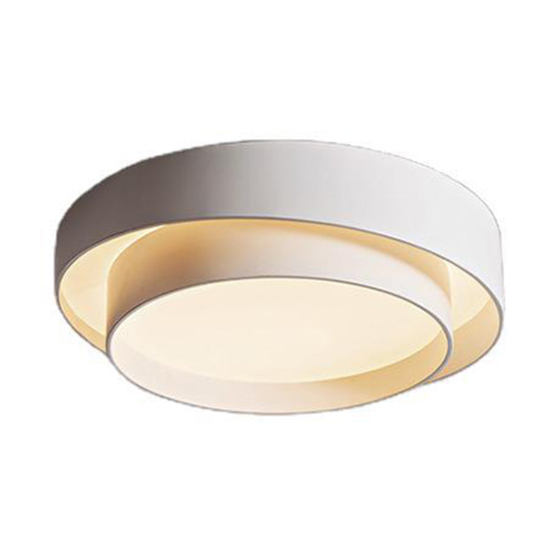 White Metal Circular Flush Mount Ceiling Lamp Nordic Style LED Flush Mount Lighting for Bedroom