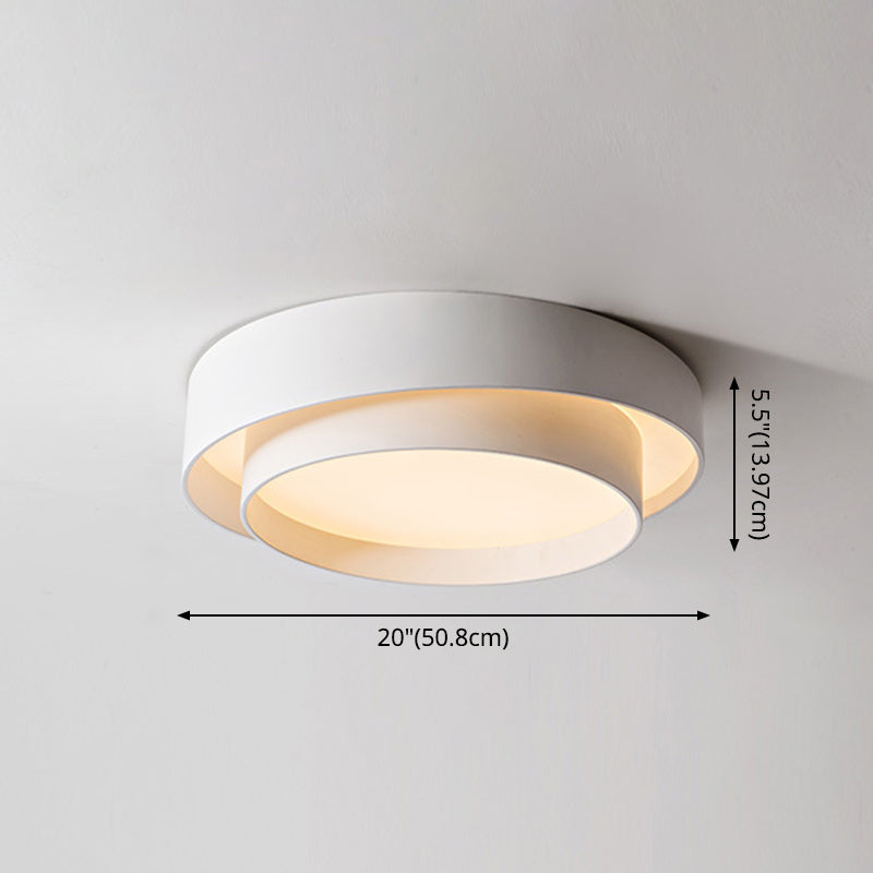 White Metal Circular Flush Mount Ceiling Lamp Nordic Style LED Flush Mount Lighting for Bedroom