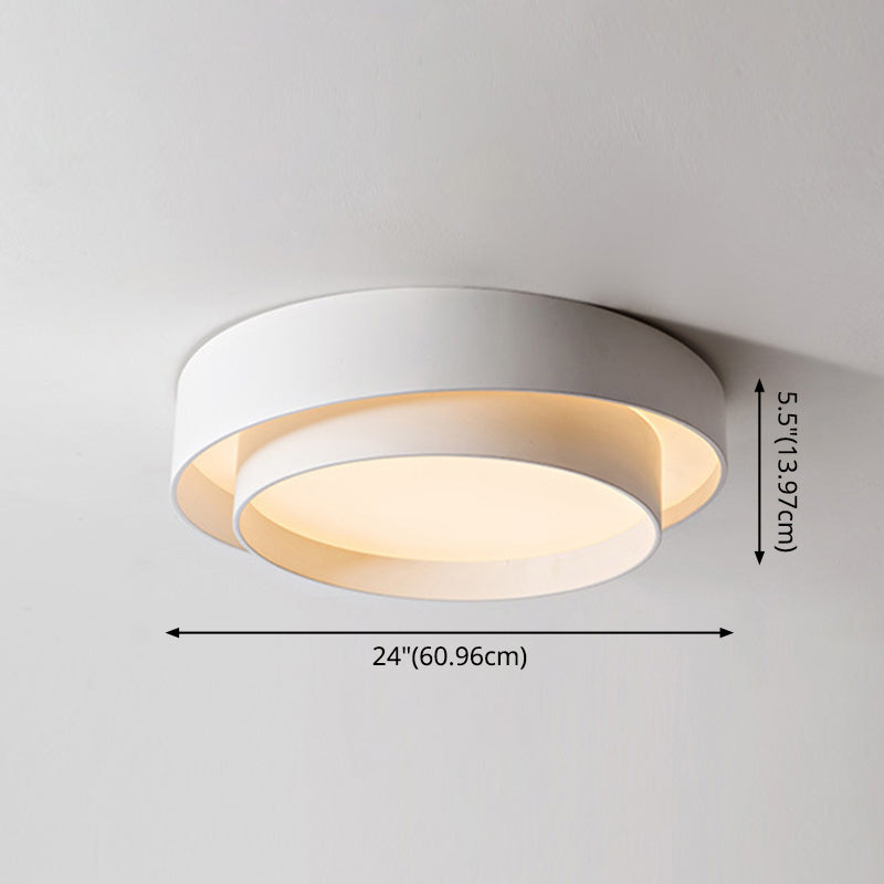 White Metal Circular Flush Mount Ceiling Lamp Nordic Style LED Flush Mount Lighting for Bedroom