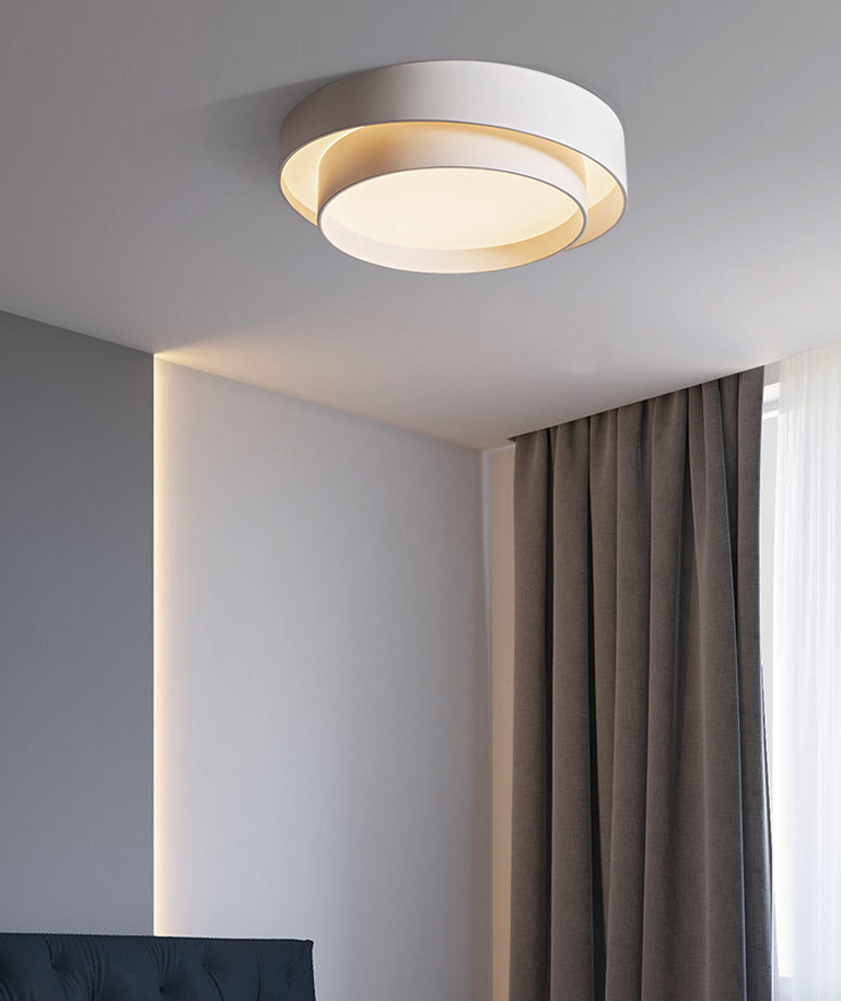 White Metal Circular Flush Mount Ceiling Lamp Nordic Style LED Flush Mount Lighting for Bedroom