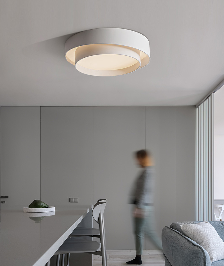 White Metal Circular Flush Mount Ceiling Lamp Nordic Style LED Flush Mount Lighting for Bedroom