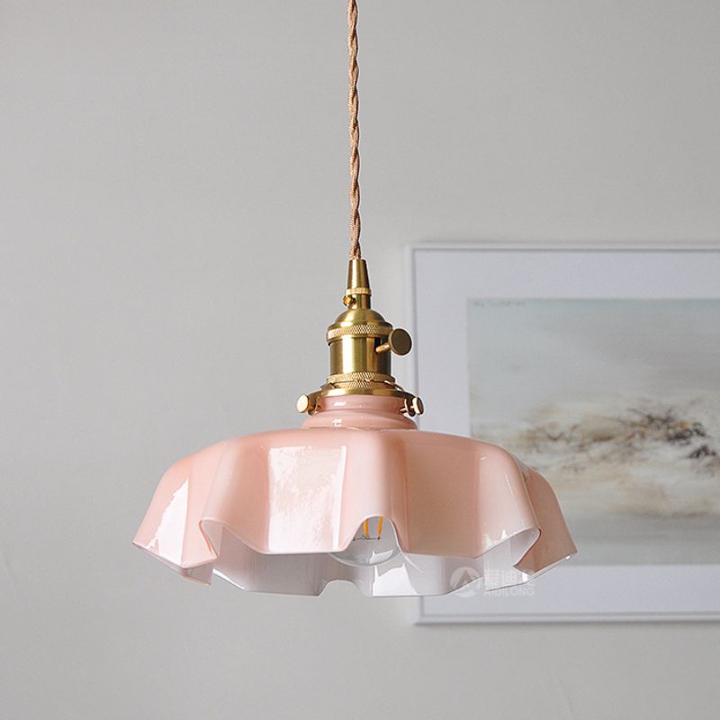 Blush Opaline Glass Retro Glass Pendant Light