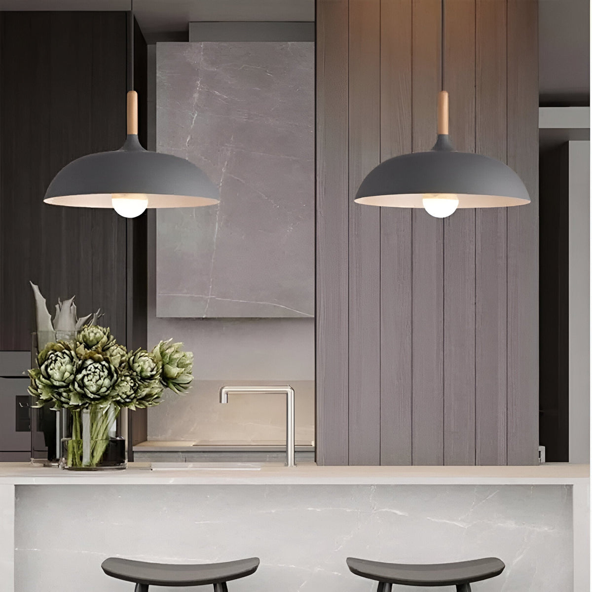 Nordic Style Wood Iron Art Pendant Light