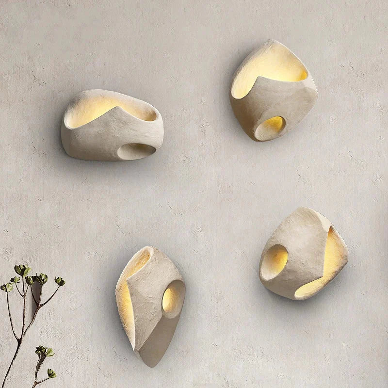 Designer Wall Lamp in Organic Stone Boho Style