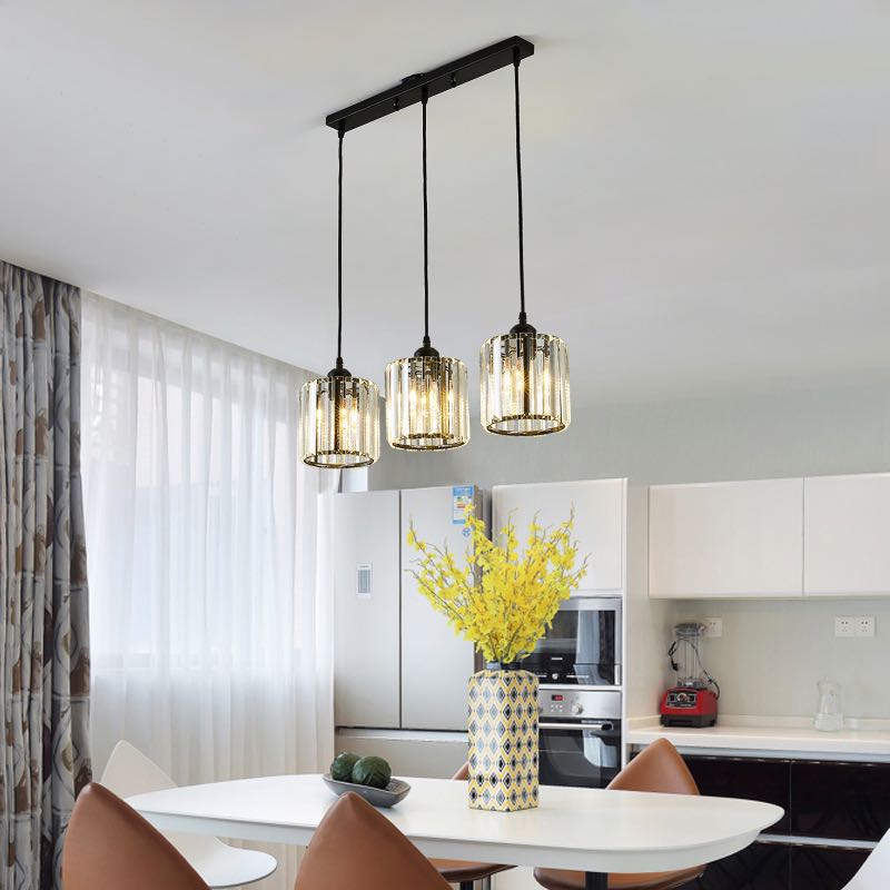 Vina Nordic Round/Square Suspension. Metal/Glass. Black/Gold. Living Room/Bar