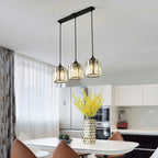 Vina Nordic Round/Square Suspension. Metal/Glass. Black/Gold. Living Room/Bar