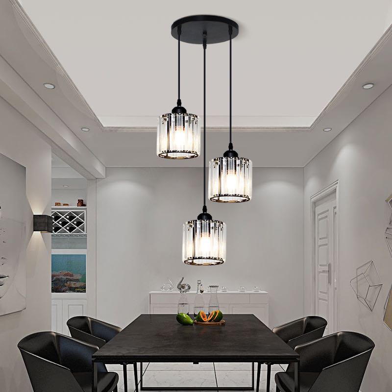 Vina Nordic Round/Square Suspension. Metal/Glass. Black/Gold. Living Room/Bar