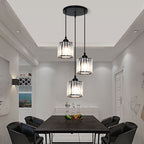 Vina Nordic Round/Square Suspension. Metal/Glass. Black/Gold. Living Room/Bar
