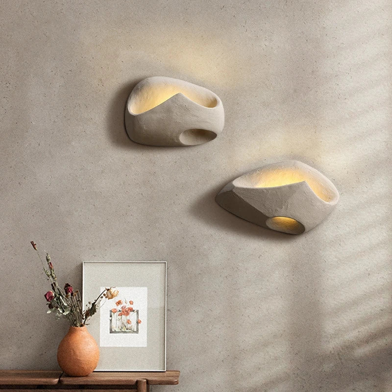 Designer Wall Lamp in Organic Stone Boho Style