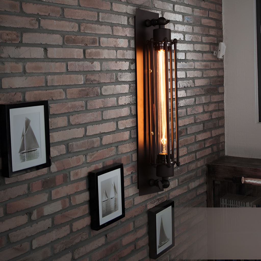 Retro Industrial Edison Long Flute Glass Wall Light