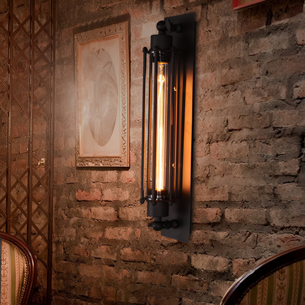 Retro Industrial Edison Long Flute Glass Wall Light