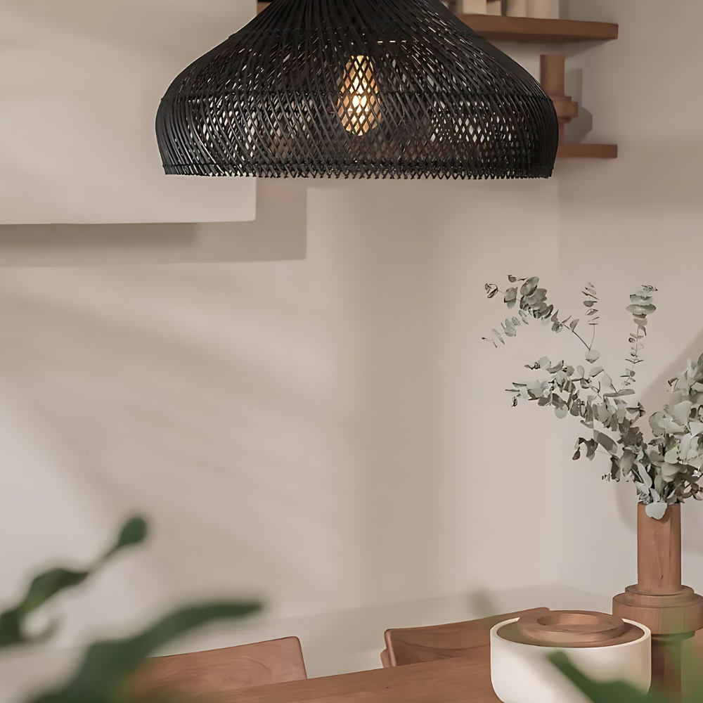 Woven Dome Bohemian Rattan Pendant Light