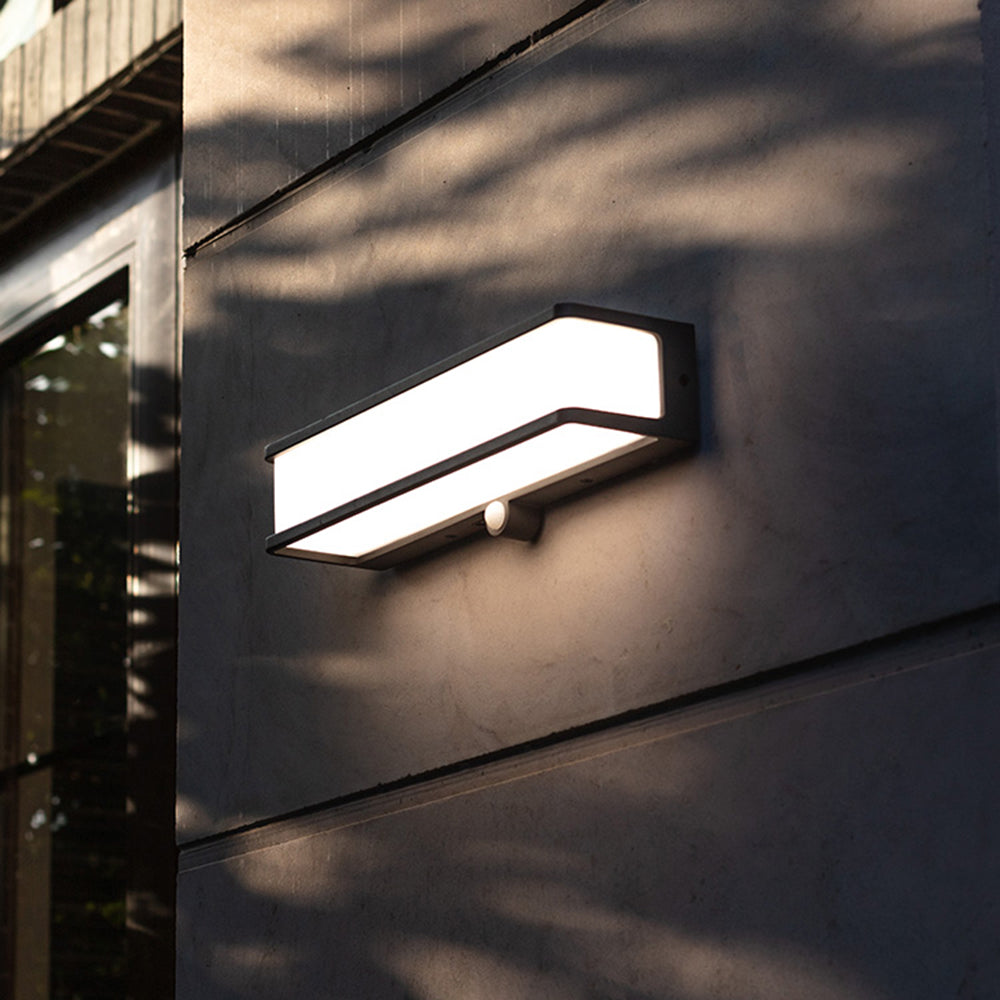 Modern Minimalist Rectangular Acrylic Sensor Solar Waterproof Outdoor Wall Light