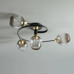 Valentina Flush Mount Ceiling Light, Glass, Black/Gold, Dining Room