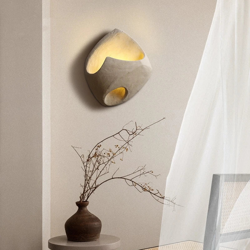 Designer Wall Lamp in Organic Stone Boho Style