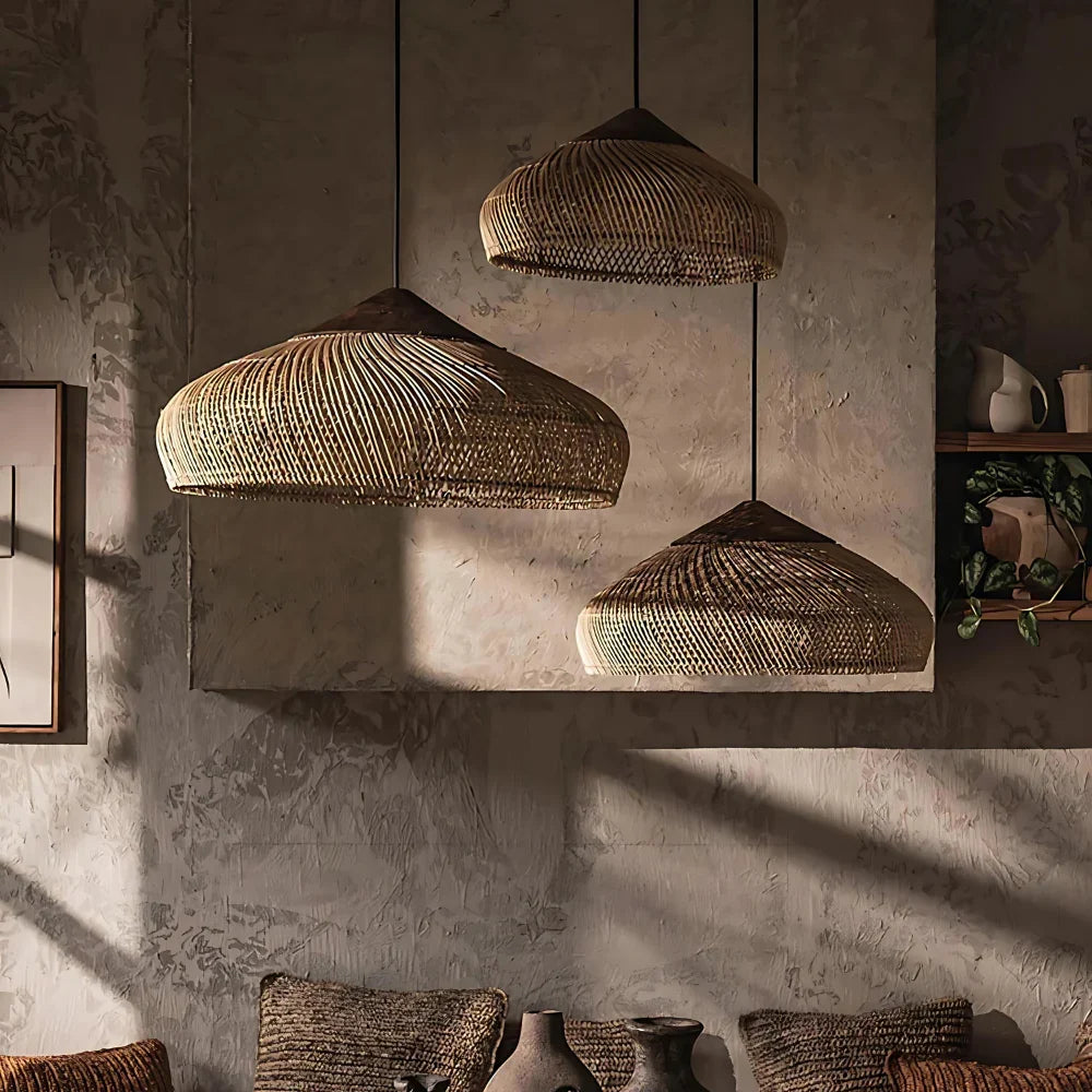 Woven Dome Bohemian Rattan Pendant Light