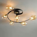 Valentina Flush Mount Ceiling Light, Glass, Black/Gold, Dining Room