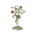 Flared Bedroom Night Table Light Pastoral Metal 1/2 Lights Green Nightstand Lamp with Flower Decoration