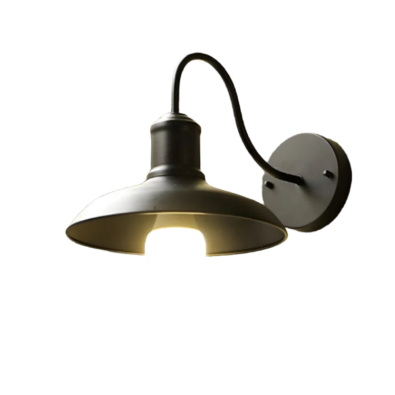 Industrial Bowl Shaped Iron Outdoor Wall Light