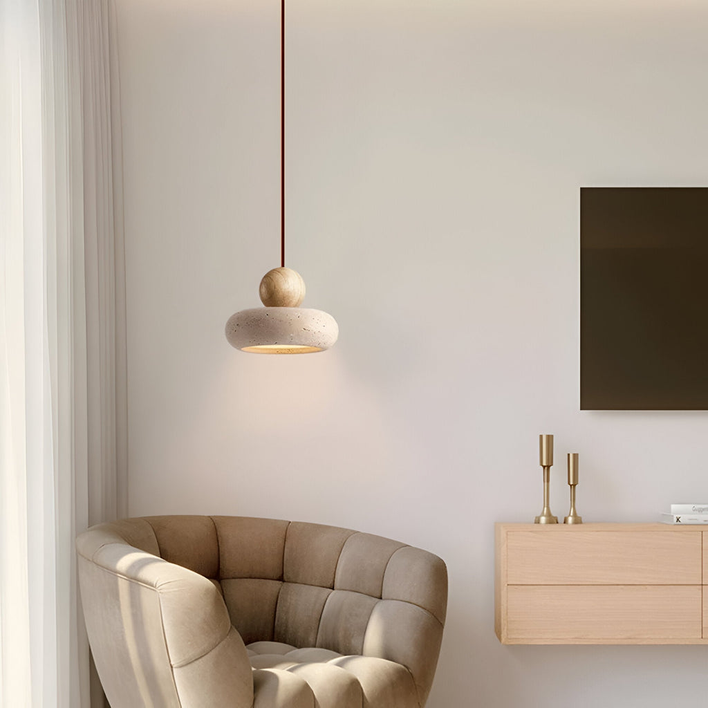 Retro Wabi-Sabi Travertine Pendant Light
