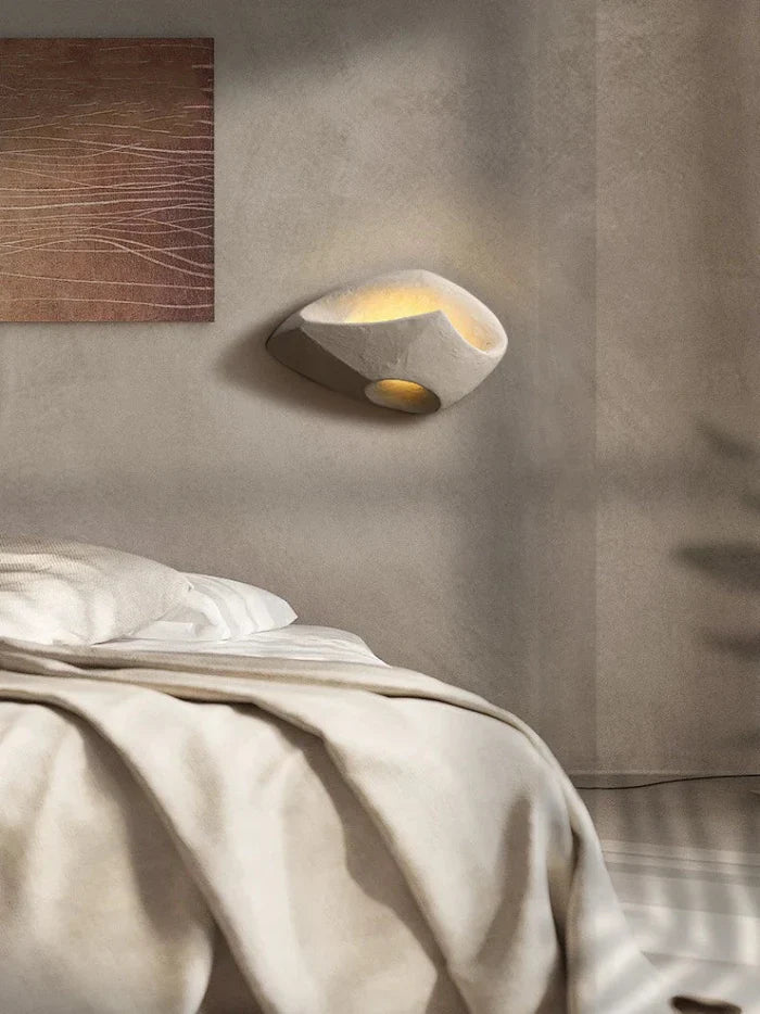 Designer Wall Lamp in Organic Stone Boho Style