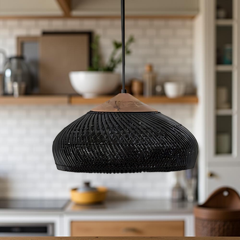 Woven Dome Bohemian Rattan Pendant Light