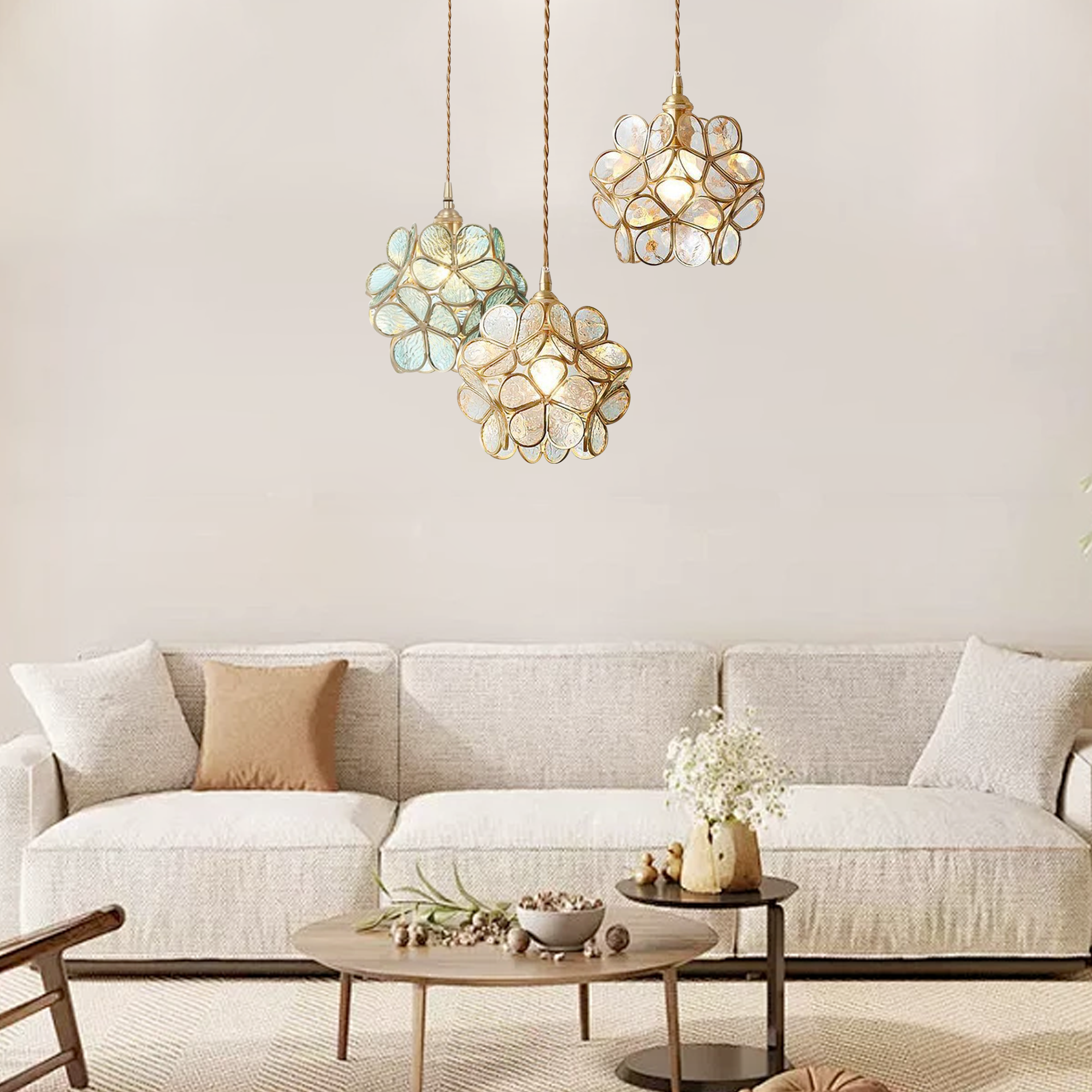 Mylene Flower Petal Glass Pendant Light