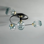 Valentina Flush Mount Ceiling Light, Glass, Black/Gold, Dining Room