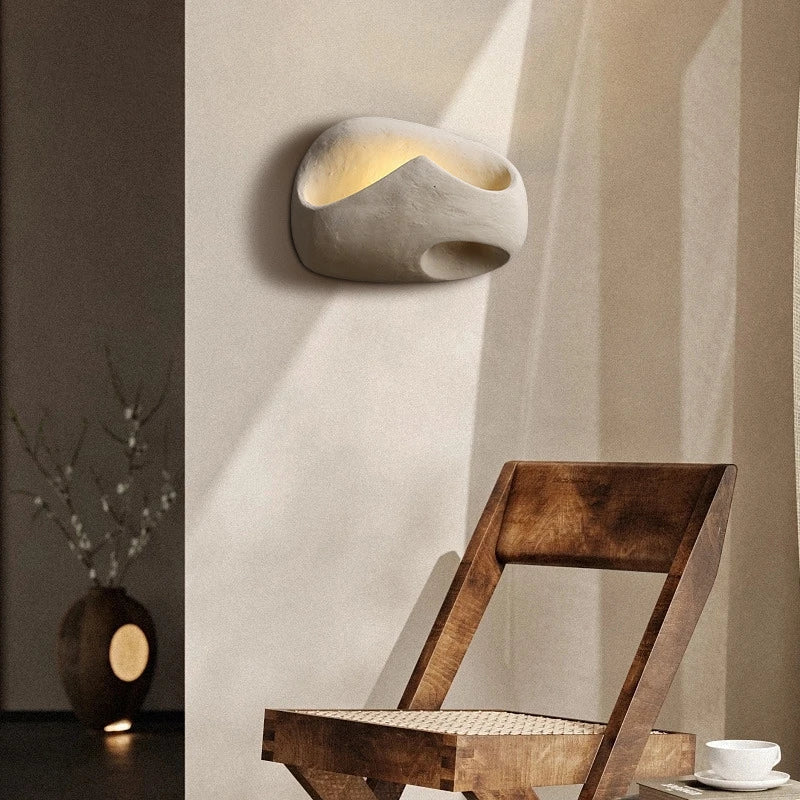 Designer Wall Lamp in Organic Stone Boho Style