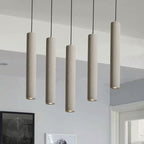 Concrete Cylinder Pendant Light Modernist Style 1 Light Living Room Hanging Light Fixture with Adjustable Cord in Grey
