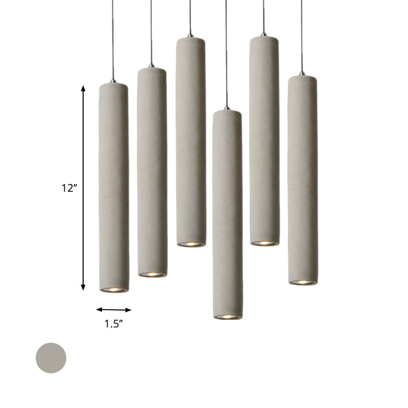 Concrete Cylinder Pendant Light Modernist Style 1 Light Living Room Hanging Light Fixture with Adjustable Cord in Grey