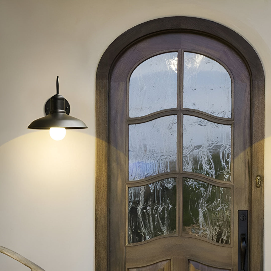 Industrial Bowl Shaped Iron Outdoor Wall Light