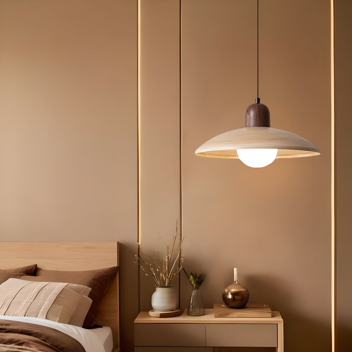 Japanese Style Wabi-Sabi Walnut Pendant Light