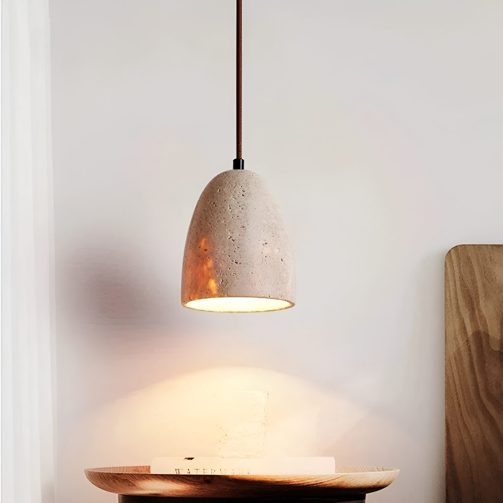 Solenne Minimalist Travertine Pendant Light